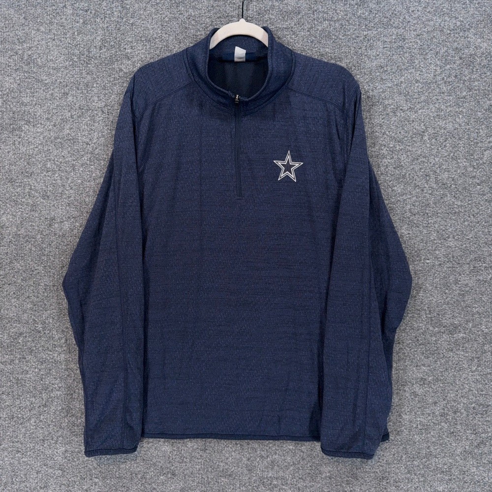 Dallas Cowboys Shirt Men XL Navy Blue 1/4 Zip NFL Fan Gear Active Pullover